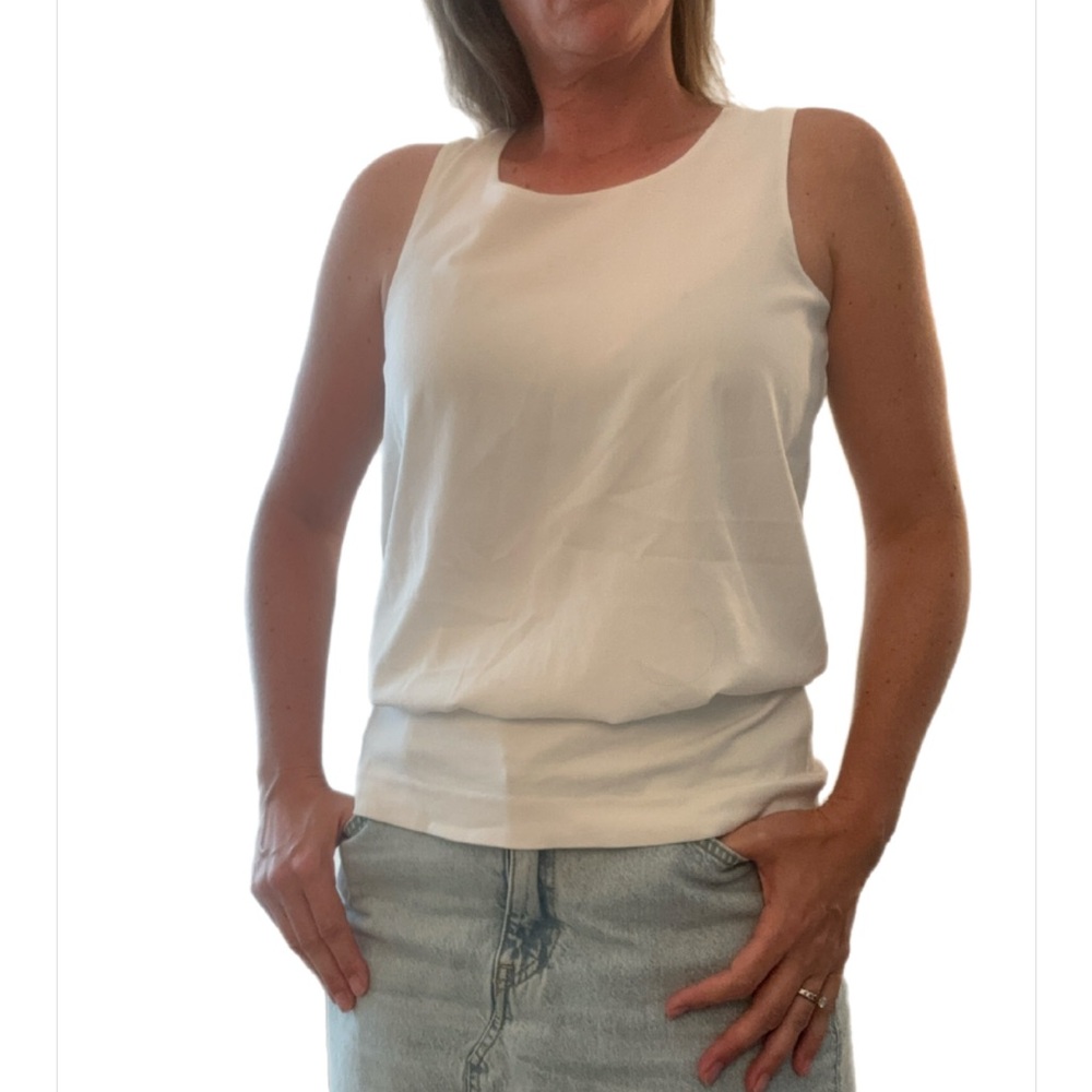 CAbi White Sleeveless Top / Blouse. Small